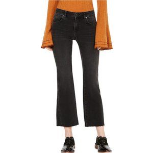 Free People Rita Cropped Flare Raw Hem Black Jeans Size 30